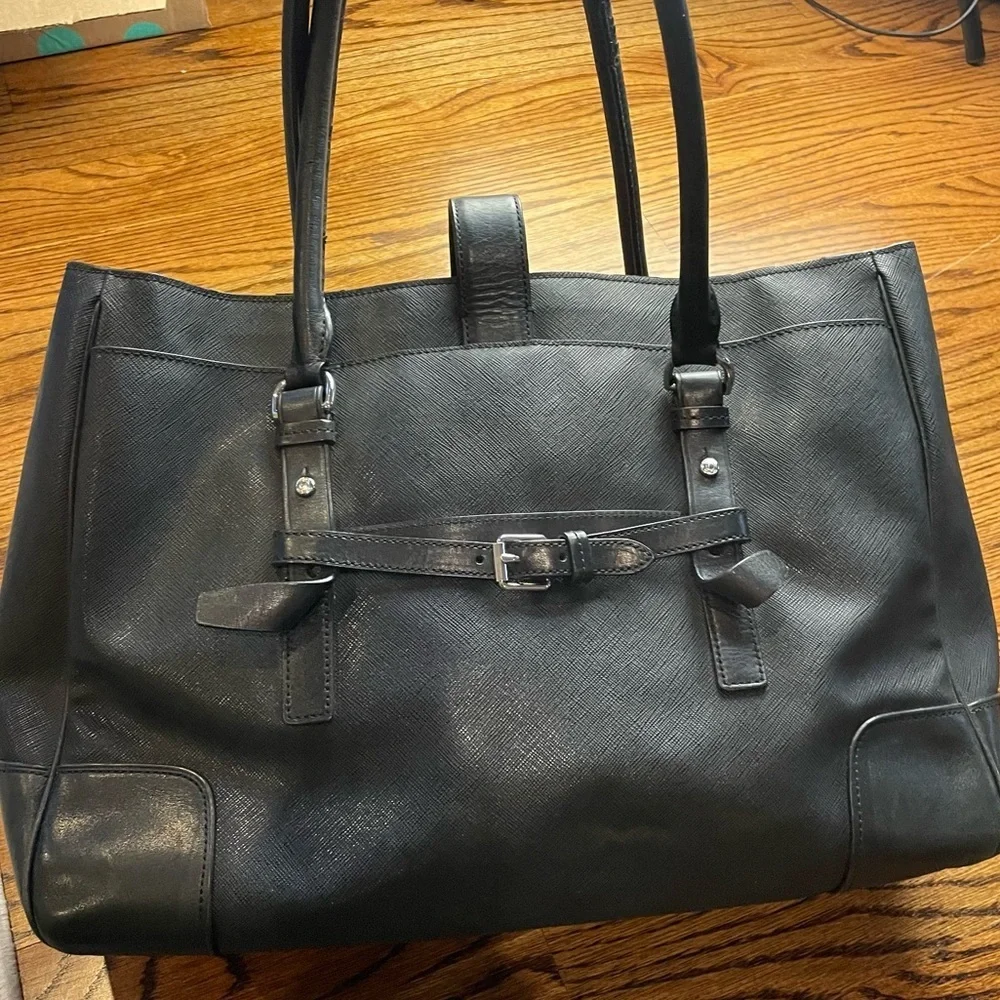 Tumi Black Textured Leather Tote